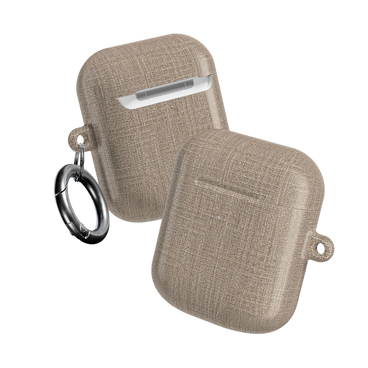 MOUZELLI Linen AirPods Case Taupe flat lay