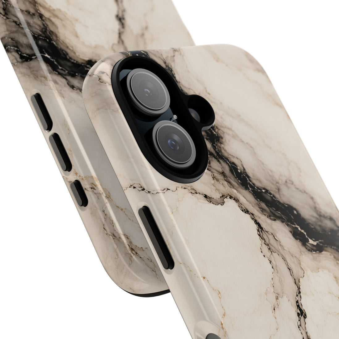 MOUZELLI Tough Phone Case Signature Black Beige Marble back view