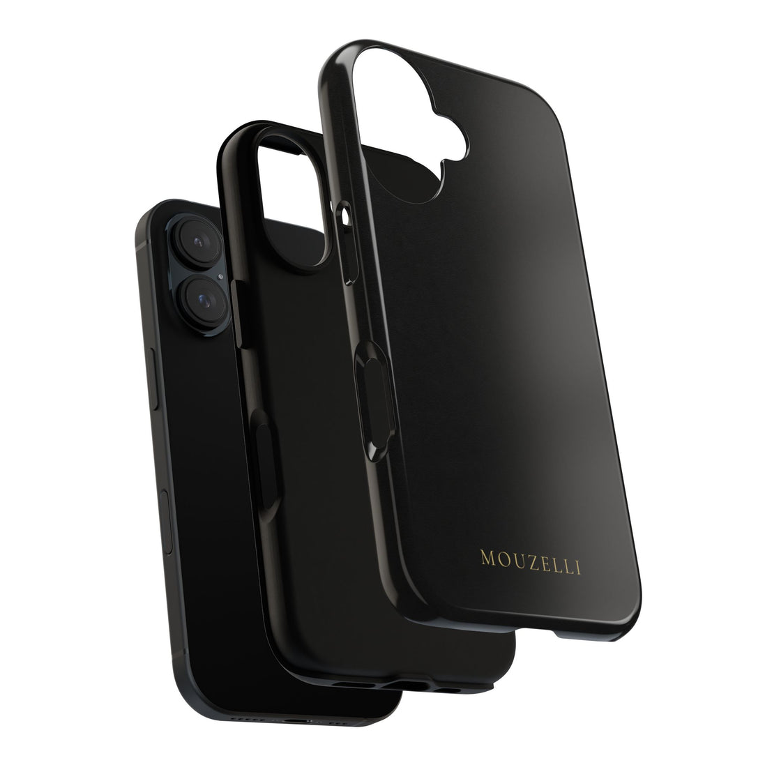 MOUZELLI Tough Phone Case Signature Logo Noir flat lay