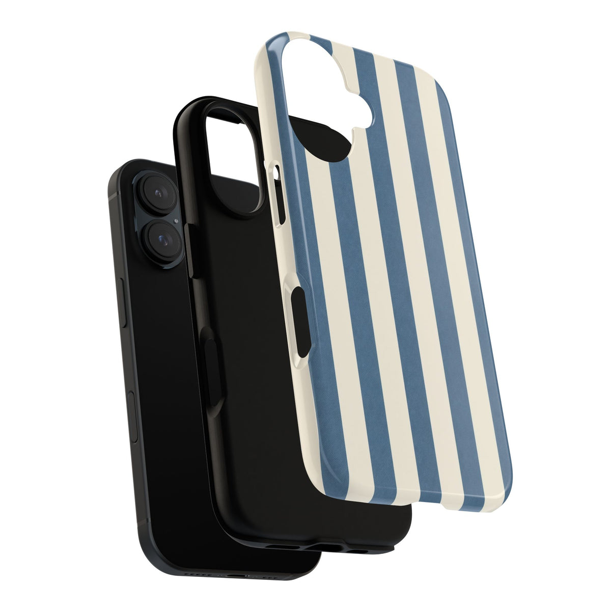 MOUZELLI Tough Phone Case Blue Stripe flat lay