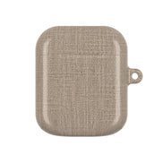 MOUZELLI Linen AirPods Case Taupe detail texture