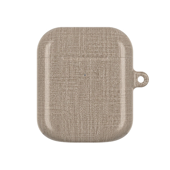 MOUZELLI Linen AirPods Case Taupe detail texture