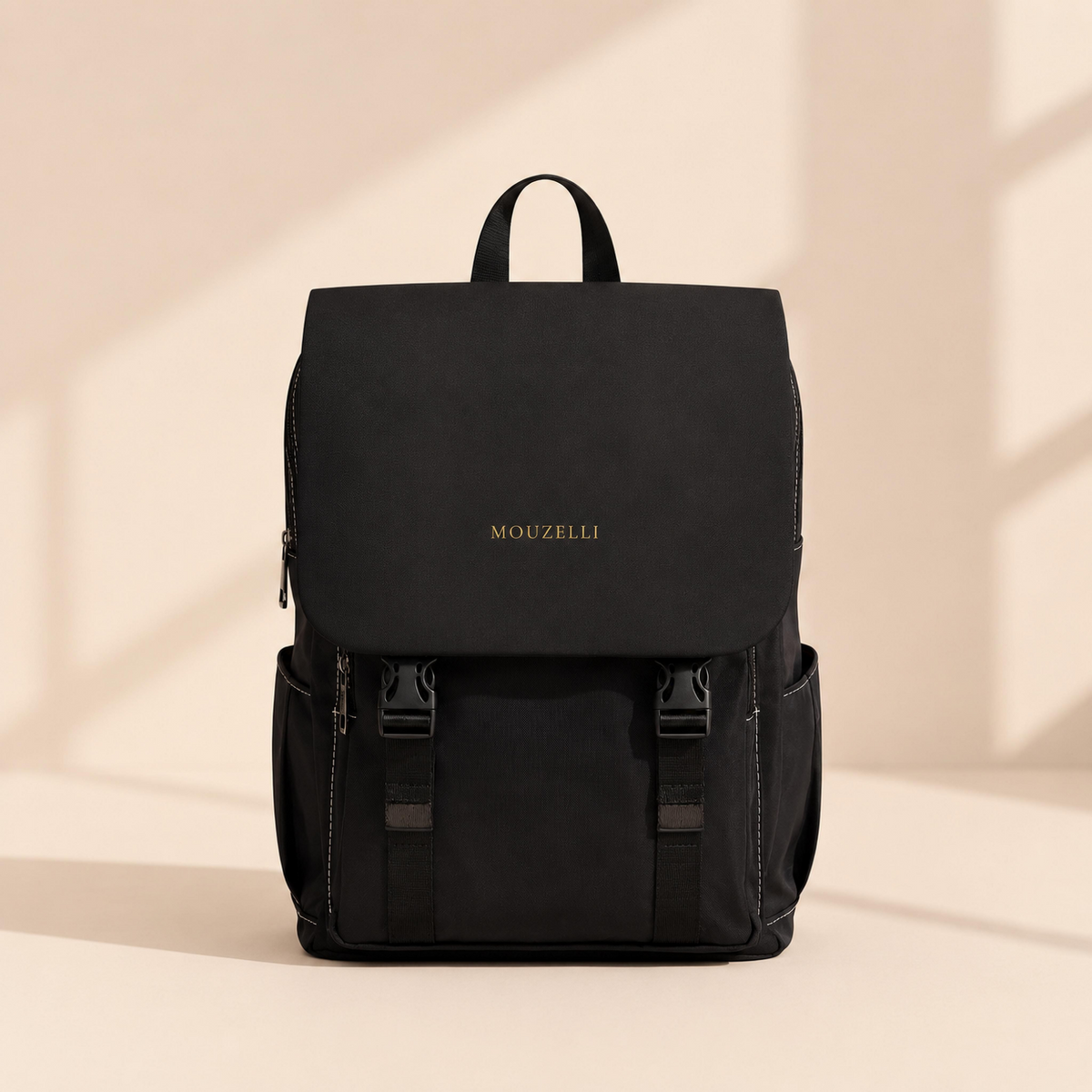 MOUZELLI Minimalist Casual Backpack Noir vegan leather
