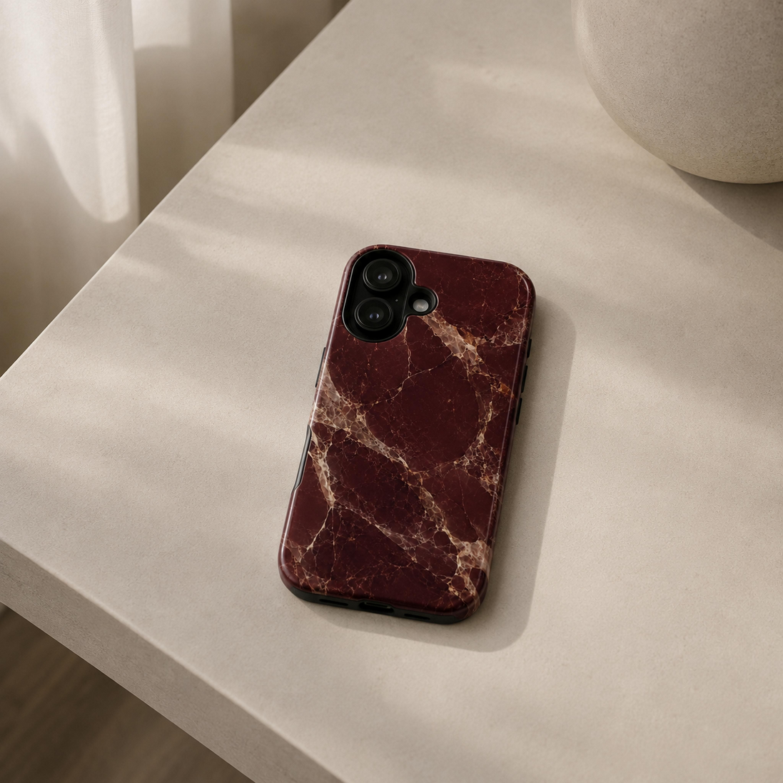 MOUZELLI Tough Phone Case Bordeaux Marble lifestyle mockup