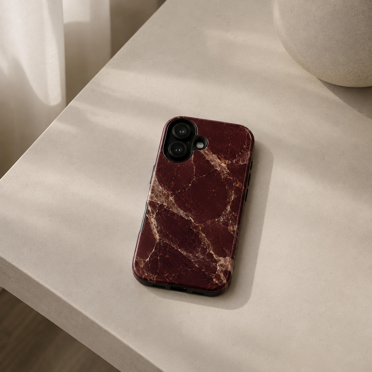 MOUZELLI Tough Phone Case Bordeaux Marble lifestyle mockup