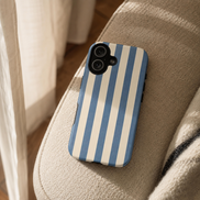 MOUZELLI Tough Phone Case Blue Stripe lifestyle mockup