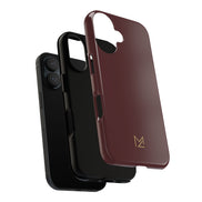 MOUZELLI Tough Phone Case Bordeaux flat lay