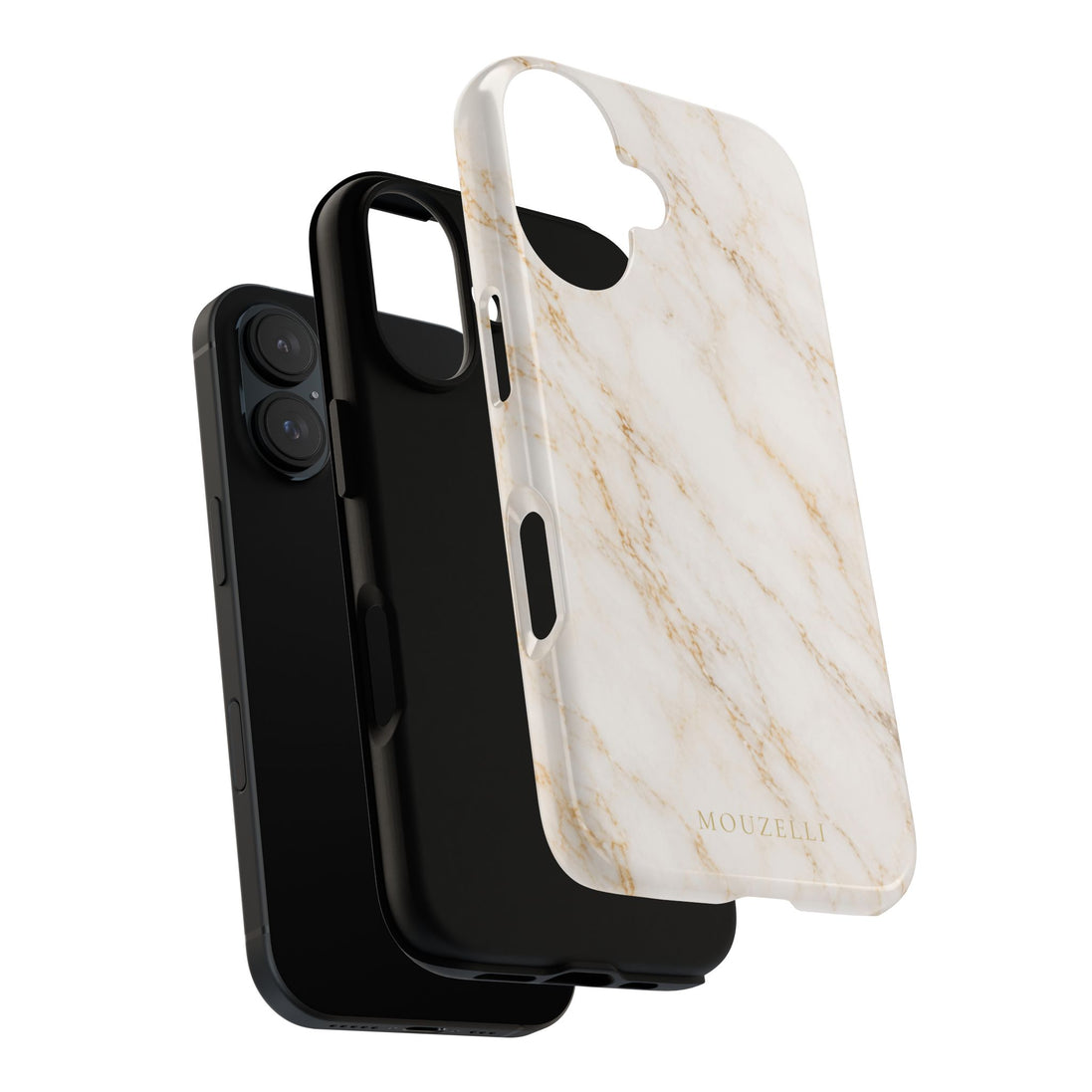 MOUZELLI Tough Phone Case Marble White flat lay
