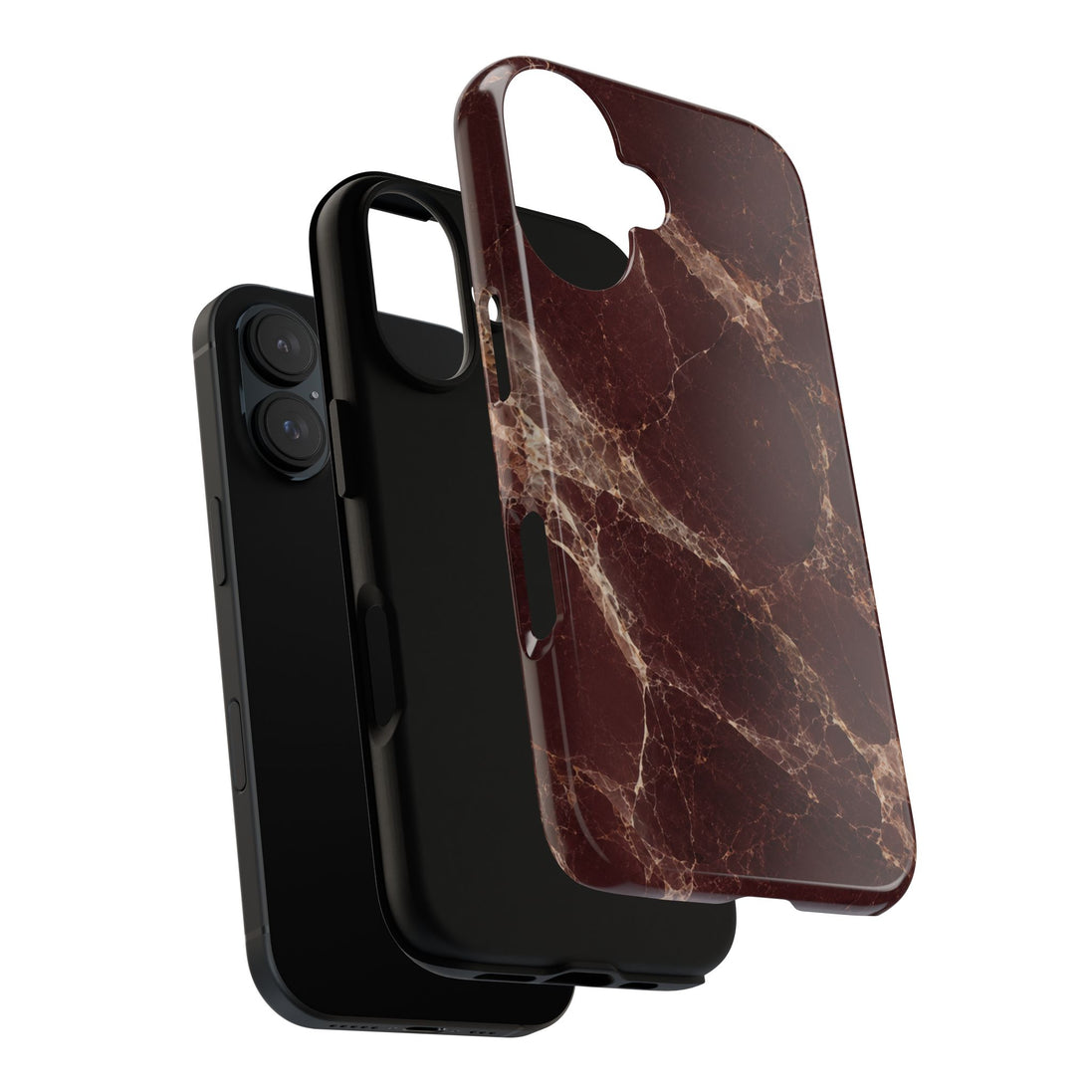 MOUZELLI Tough Phone Case Bordeaux Marble flat lay
