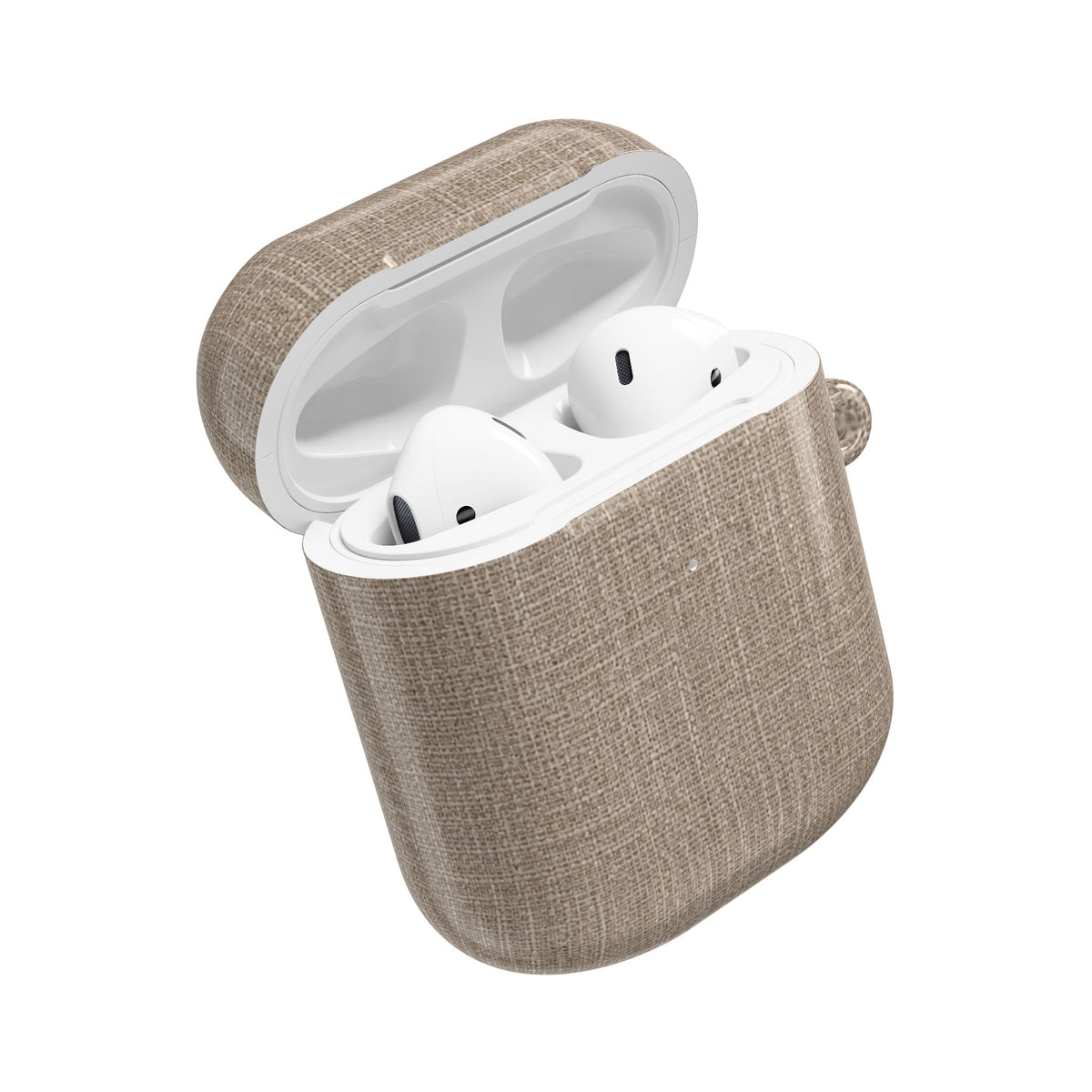MOUZELLI Linen AirPods Case Taupe flat lay