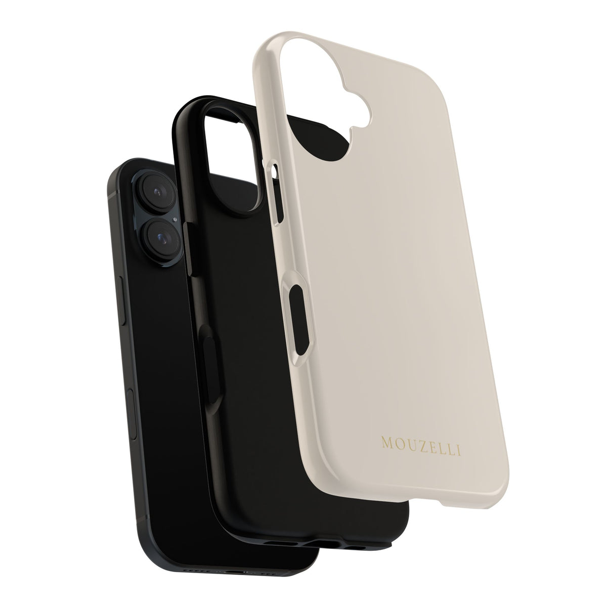 MOUZELLI Tough Phone Case Signature Beige flat lay