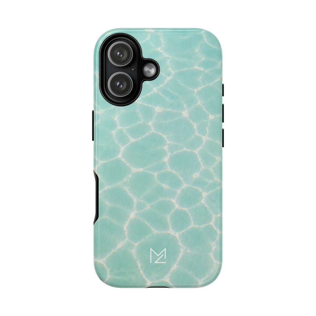 MOUZELLI Tough Phone Case Logo Turquoise Aqua detail texture
