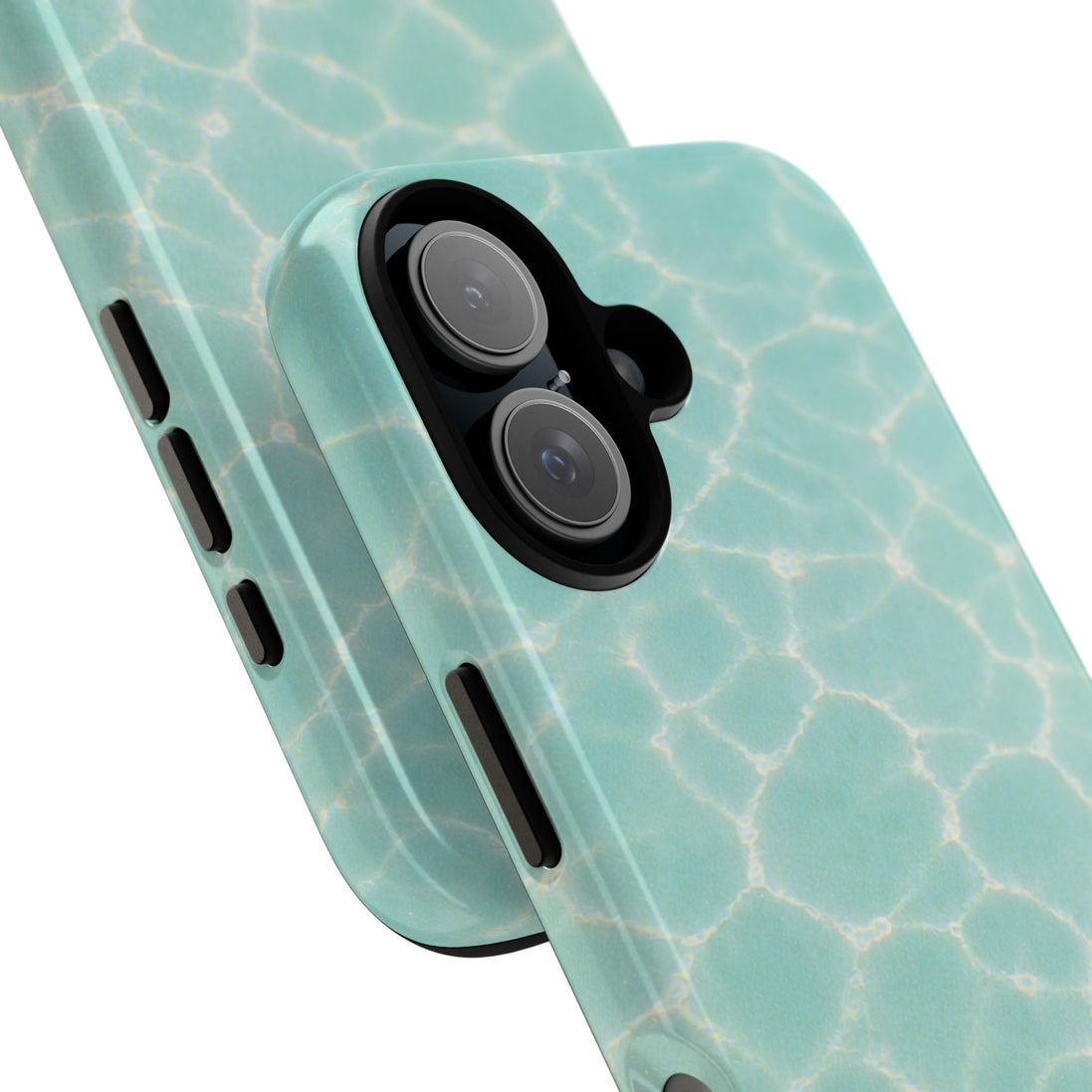 MOUZELLI Tough Phone Case Logo Turquoise Aqua back view