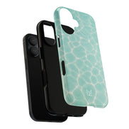 MOUZELLI Tough Phone Case Logo Turquoise Aqua flat lay