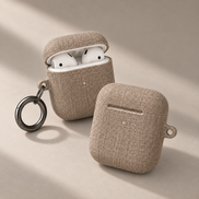 MOUZELLI Linen AirPods Case Taupe detail texture mockup