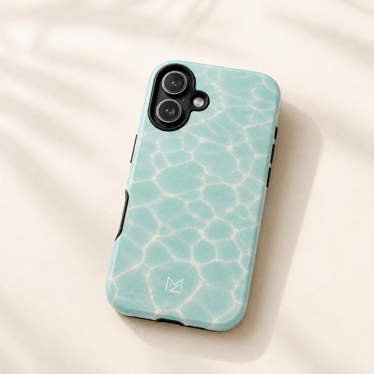 MOUZELLI Tough Phone Case Logo Turquoise Aqua lifestyle mockup